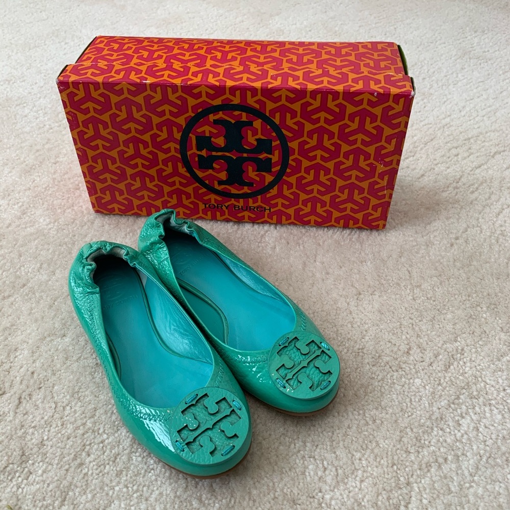 New Tory Burch teal flats